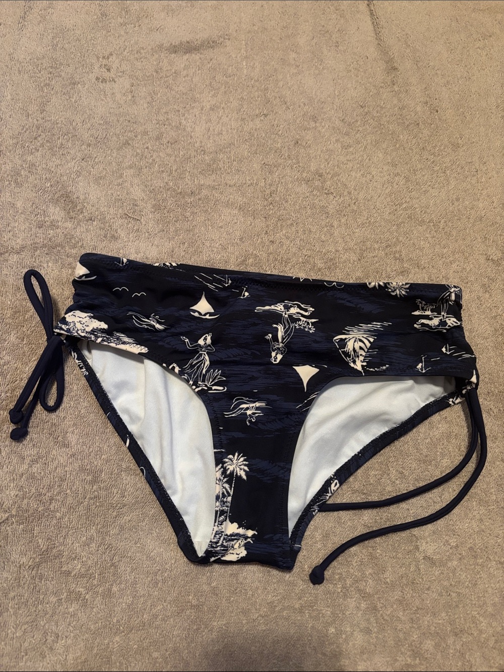 Joe Fresh Navy and White Tropical Print Bikini Bottoms
